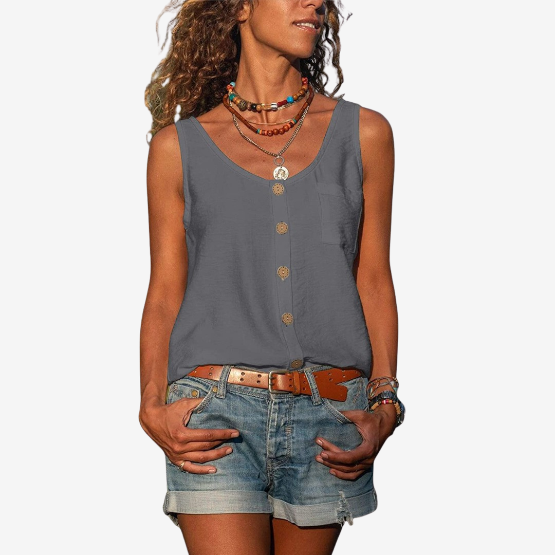 Violette™ Col en V avec Boutons