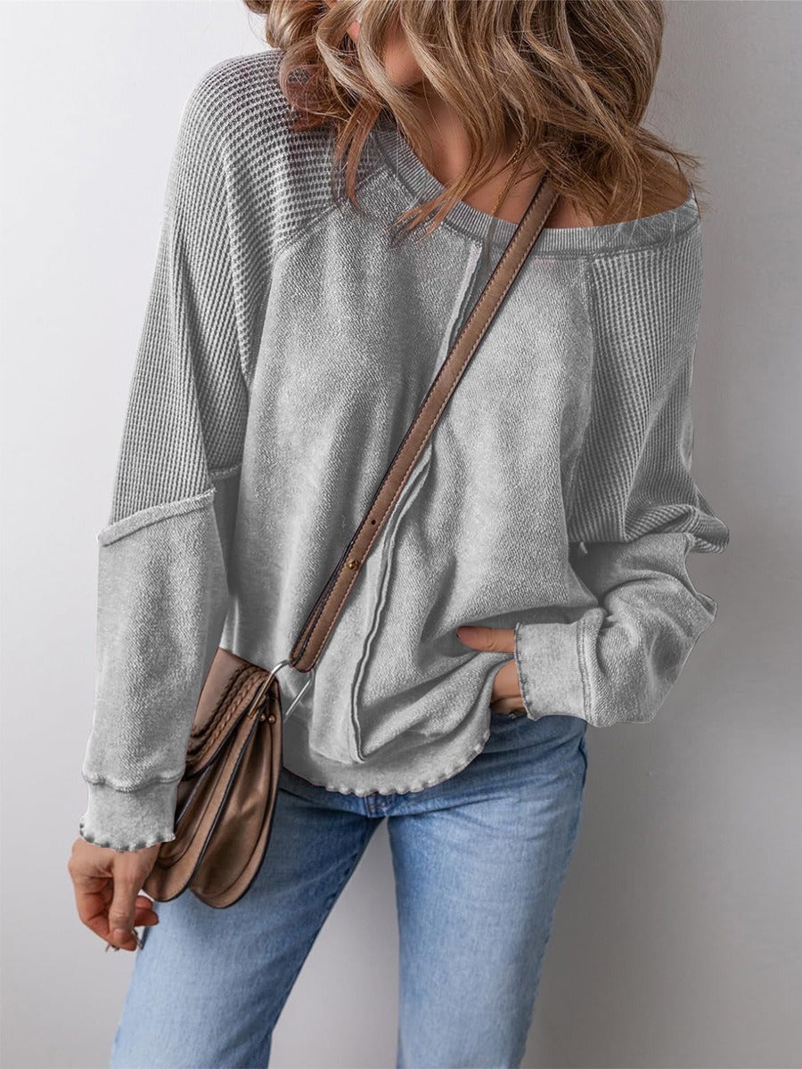 Sweat-shirt ample à col rond et manches longues