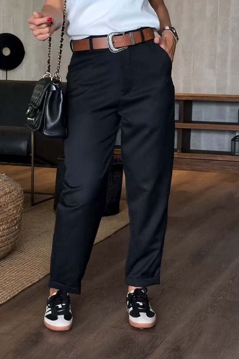 Pantalon de costume court à rayures décontracté