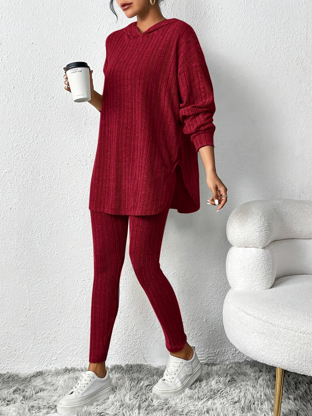 Ensemble de détente en tricot côtelé