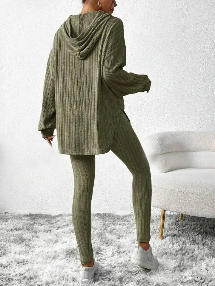 Ensemble de détente en tricot côtelé