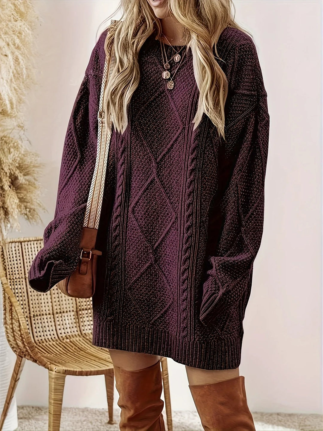 Robe pull en maille torsadée