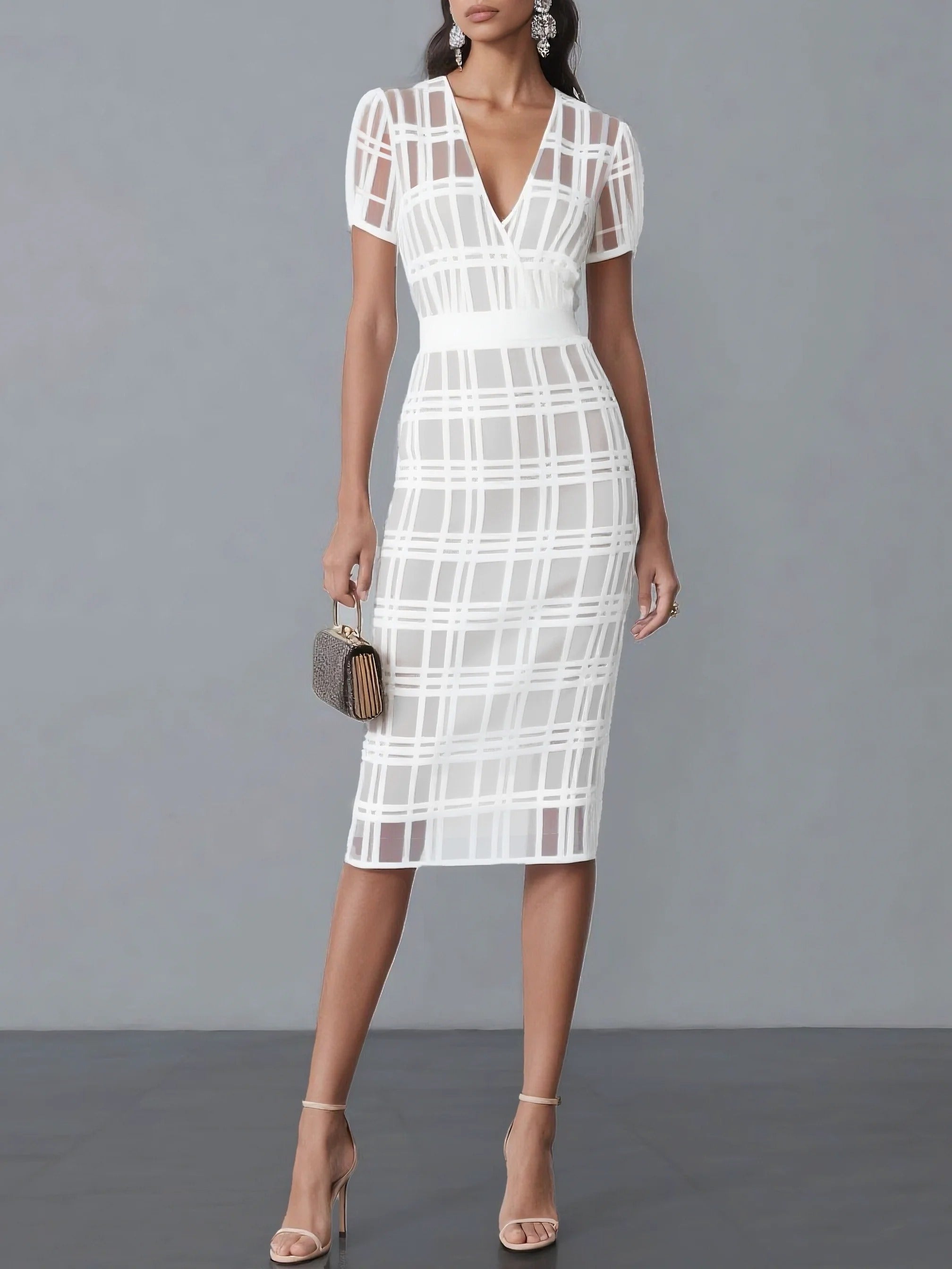 Robe classique à carreaux en maille