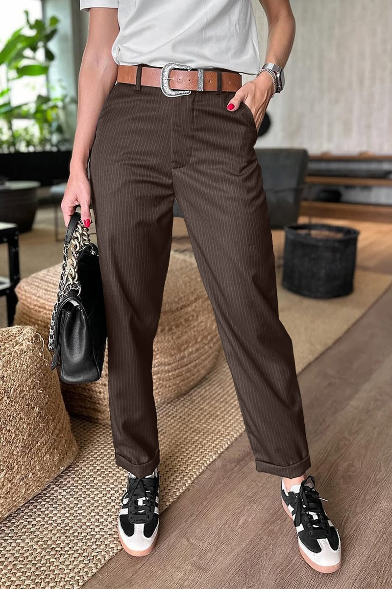 Pantalon de costume court à rayures décontracté
