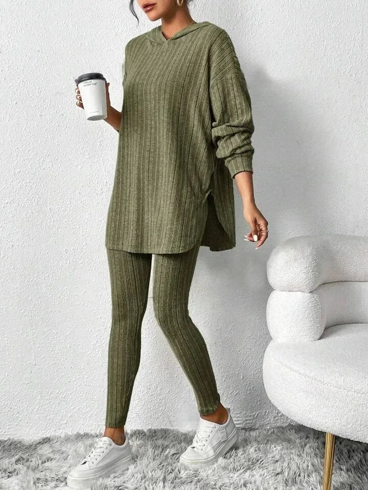 Ensemble de détente en tricot côtelé