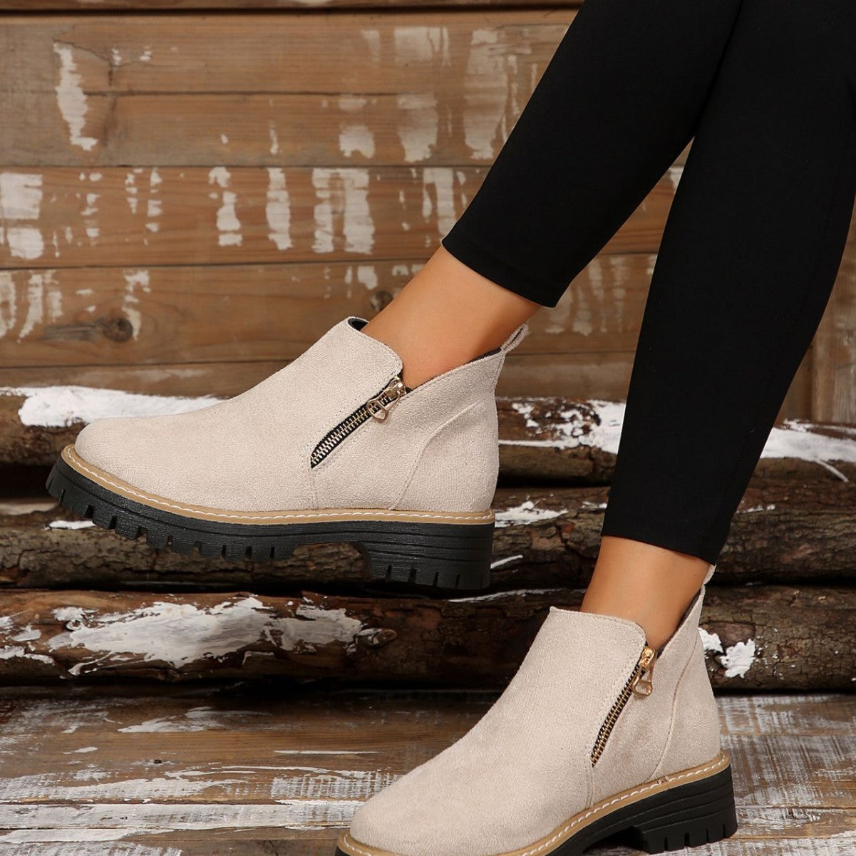 Amélie | des bottes chic en daim avec fermeture à glissière