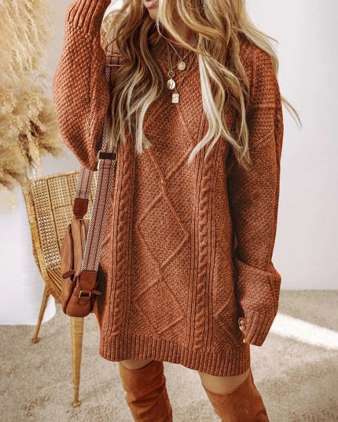 Robe pull en maille torsadée
