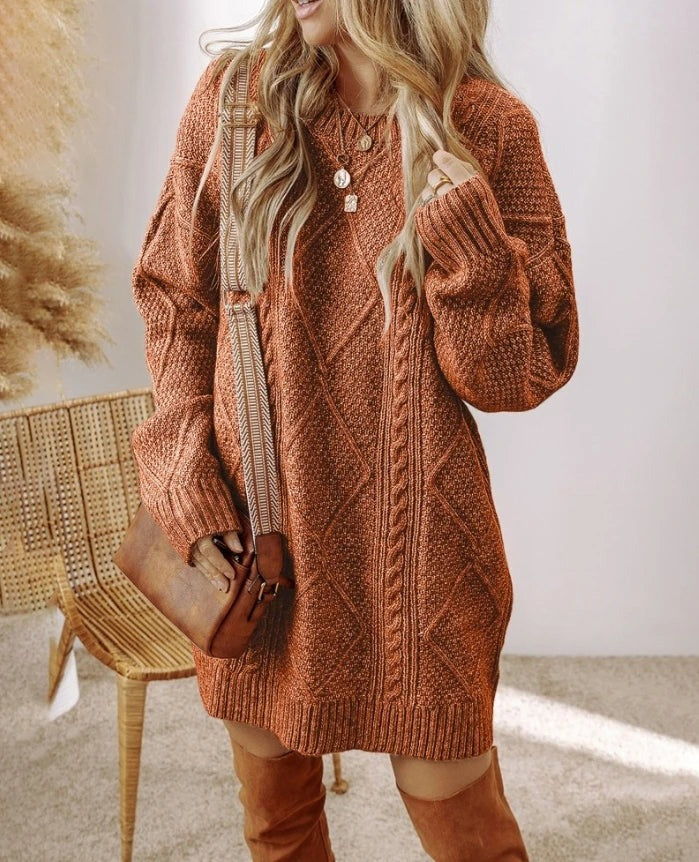 Robe pull en maille torsadée