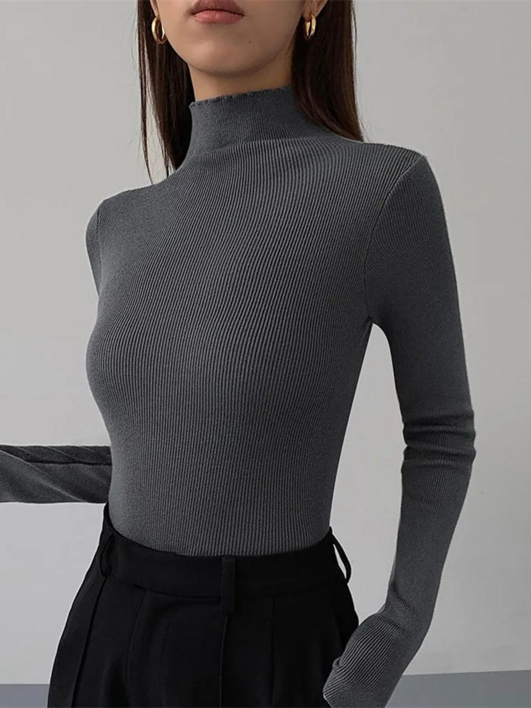 Col roulé en tricot contrasté Eclipse