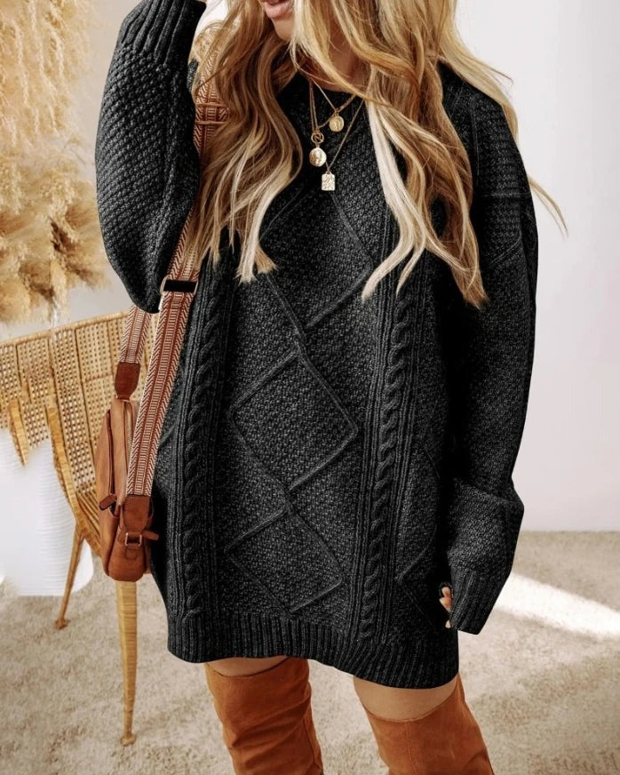 Robe pull en maille torsadée