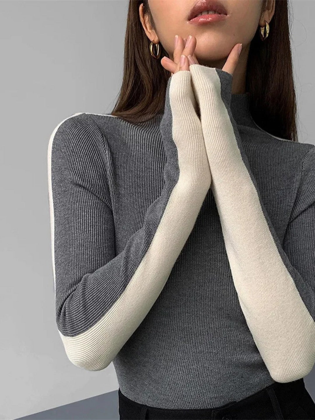 Col roulé en tricot contrasté Eclipse