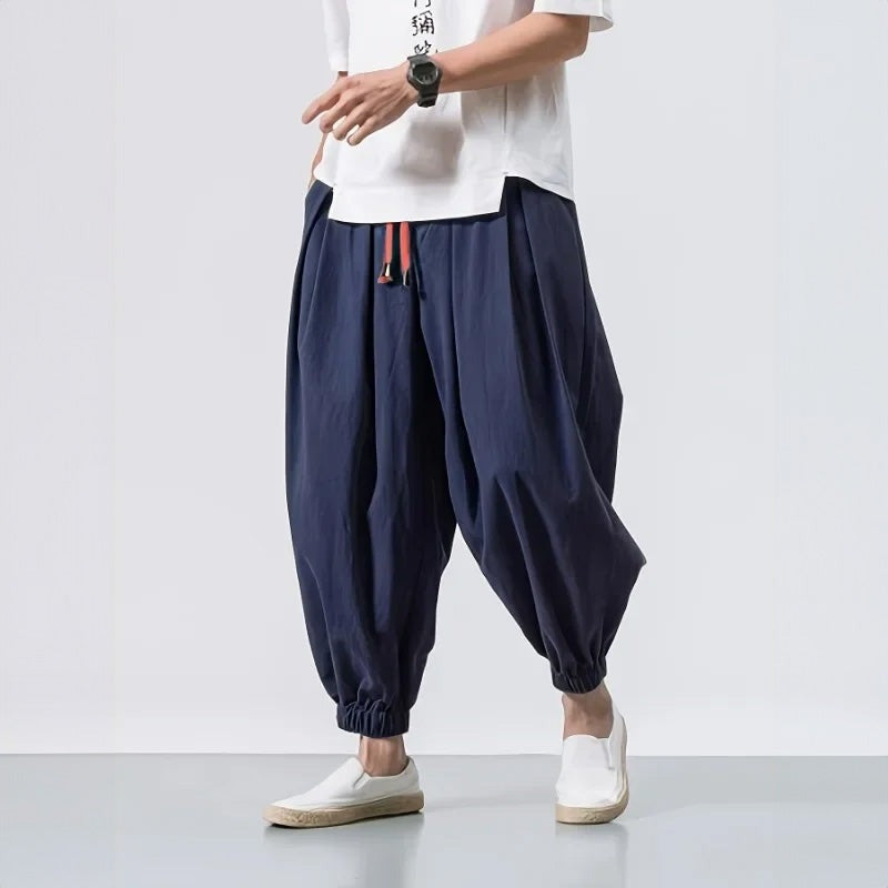 Pantalon surdimensionné en coton et lin Kaito