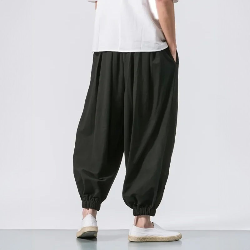 Pantalon surdimensionné en coton et lin Kaito