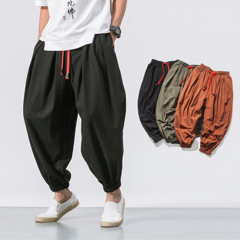 Pantalon surdimensionné en coton et lin Kaito