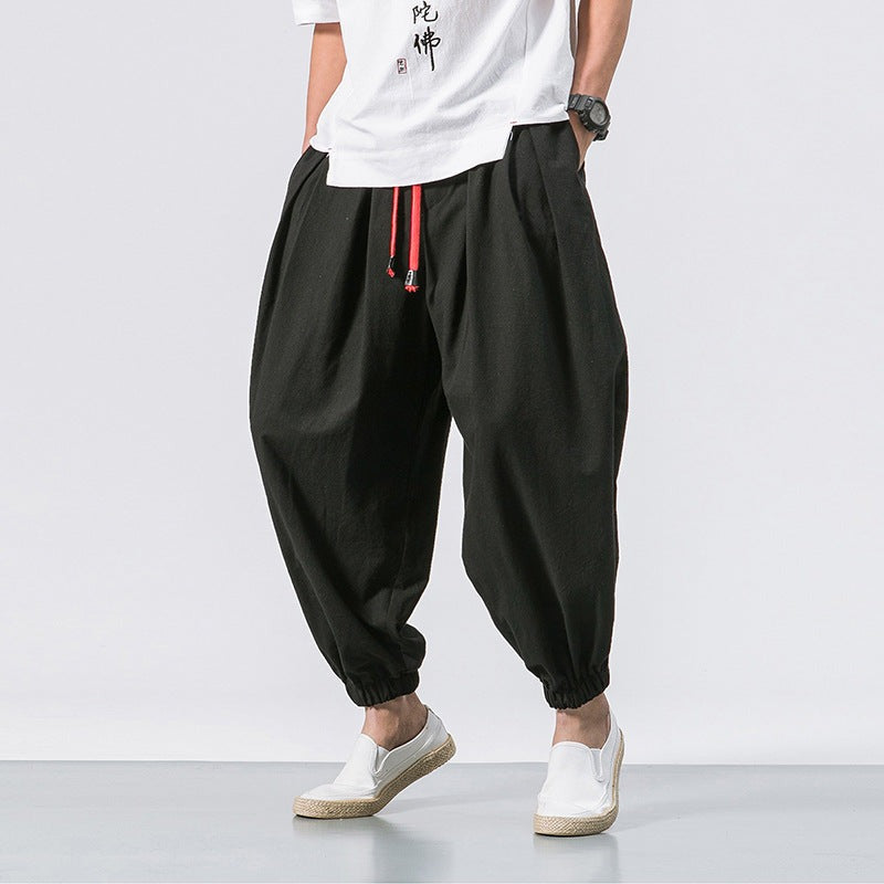 Pantalon surdimensionné en coton et lin Kaito