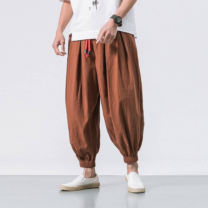 Pantalon surdimensionné en coton et lin Kaito
