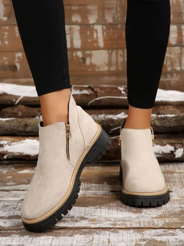 Amélie | des bottes chic en daim avec fermeture à glissière