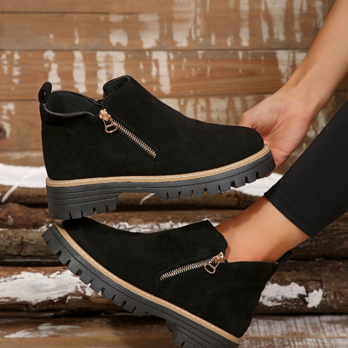 Amélie | des bottes chic en daim avec fermeture à glissière