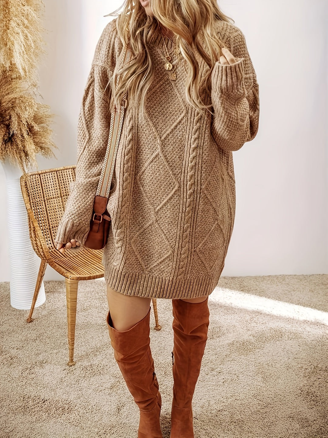 Robe pull en maille torsadée