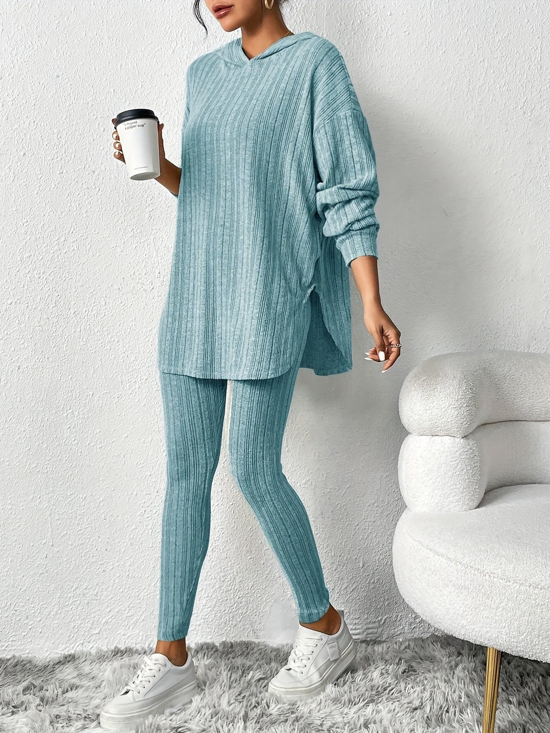 Ensemble de détente en tricot côtelé